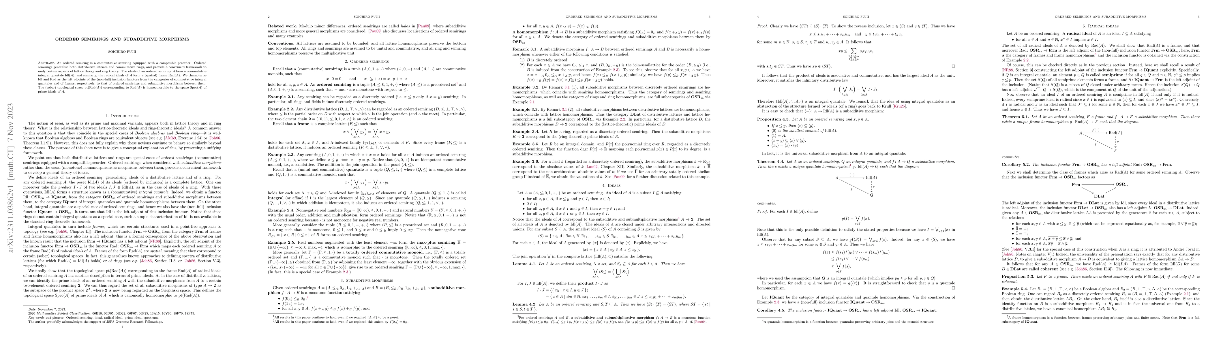Thumbnail for Ordered semirings and subadditive morphisms