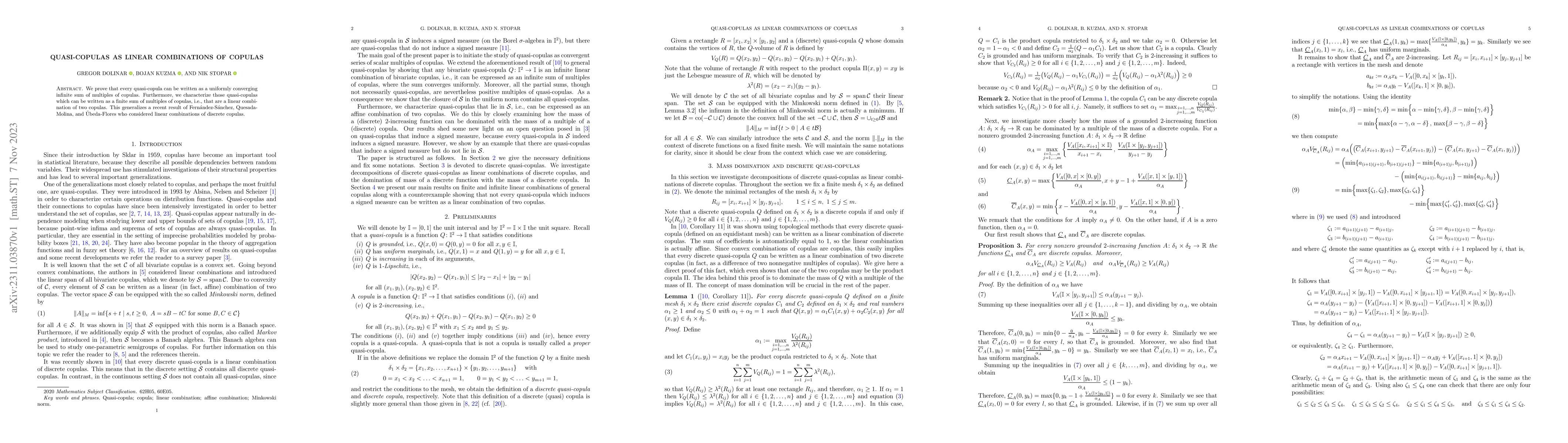 Thumbnail for Quasi-copulas as linear combinations of copulas
