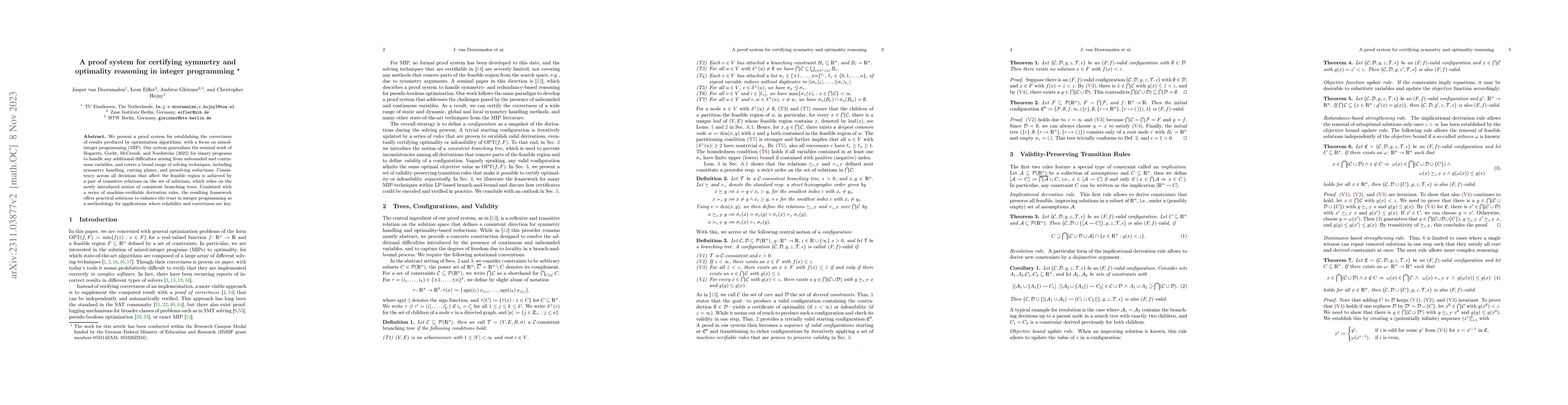 Thumbnail for A proof system for certifying symmetry and optimality reasoning in
  integer programming