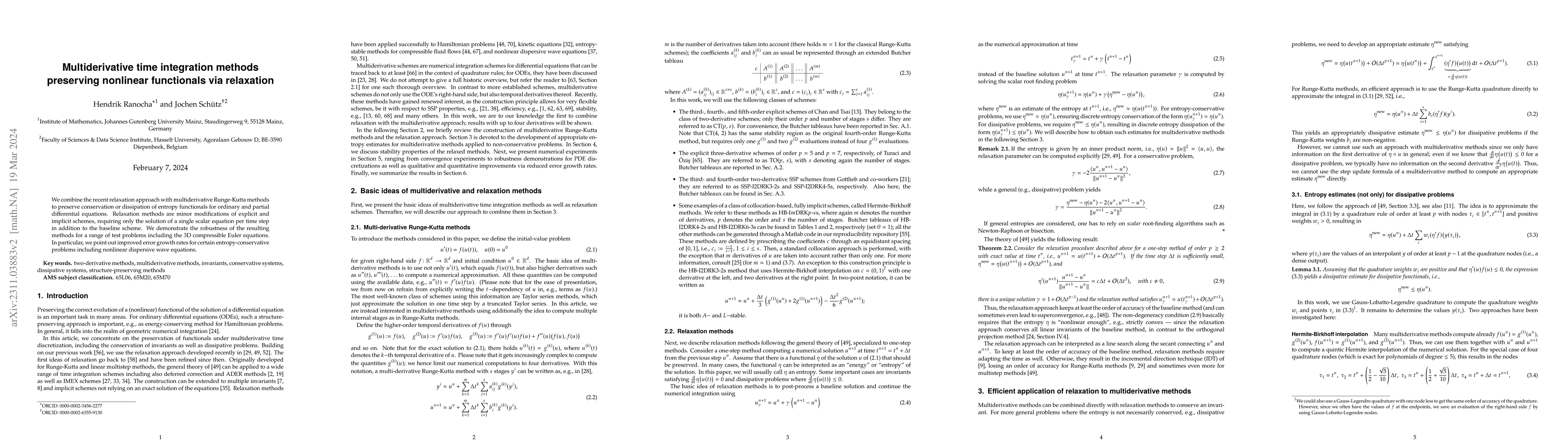 Thumbnail for Multiderivative time integration methods preserving nonlinear
  functionals via relaxation