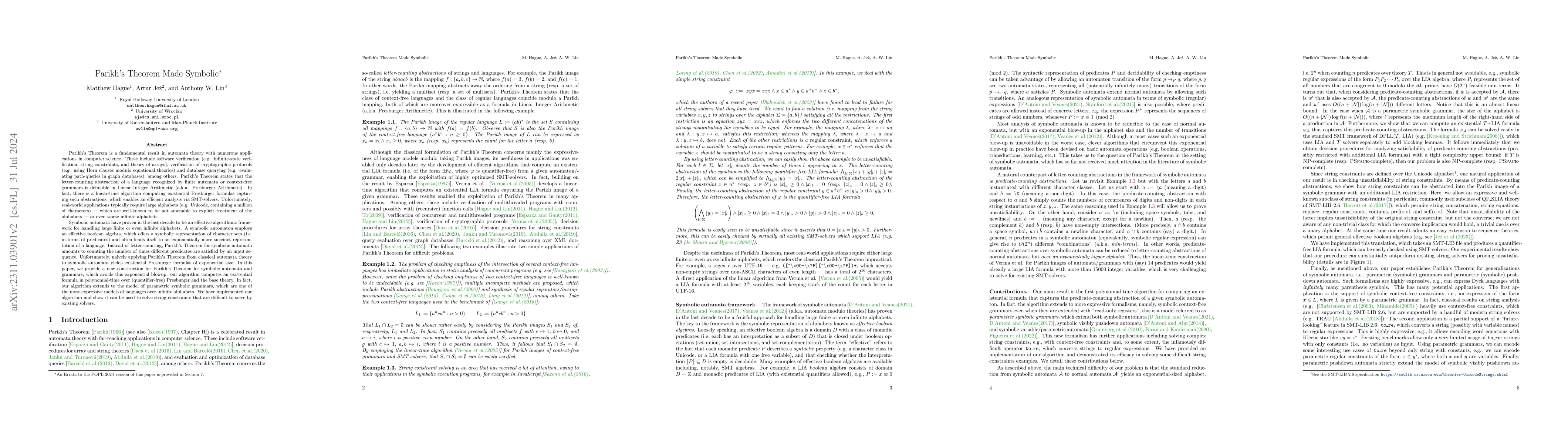 Thumbnail for Parikh's Theorem Made Symbolic
