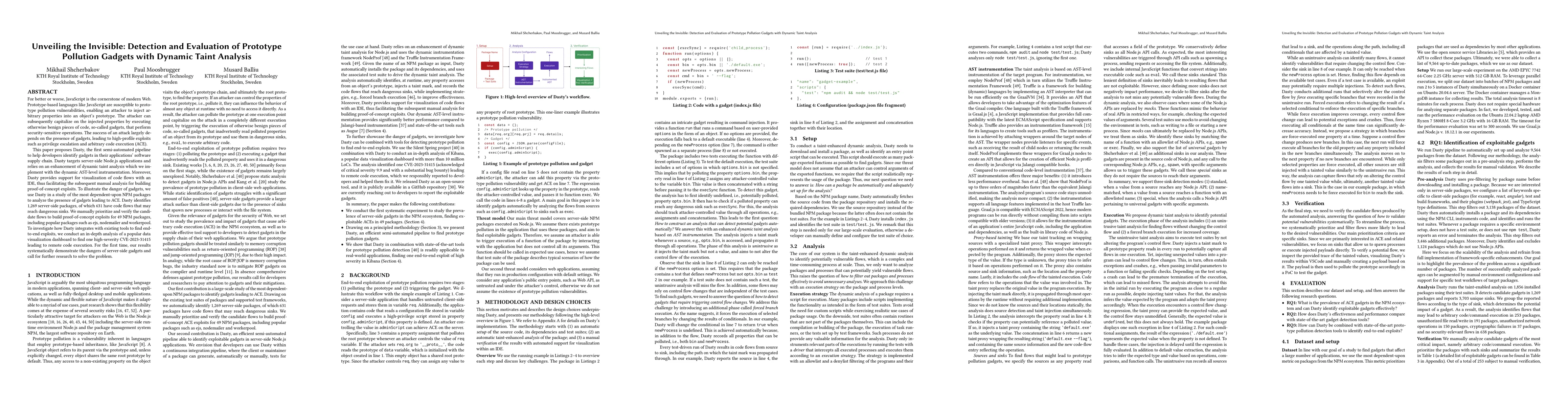 Thumbnail for Unveiling the Invisible: Detection and Evaluation of Prototype Pollution
  Gadgets with Dynamic Taint Analysis
