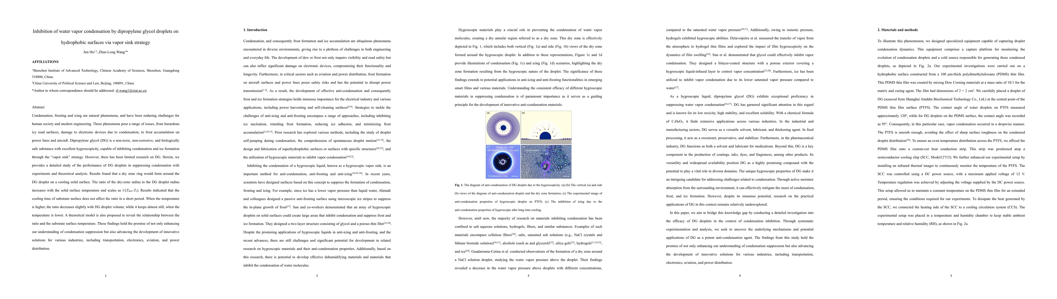Thumbnail for Inhibition of water vapor condensation by dipropylene glycol droplets on
  hydrophobic surfaces via vapor sink strategy