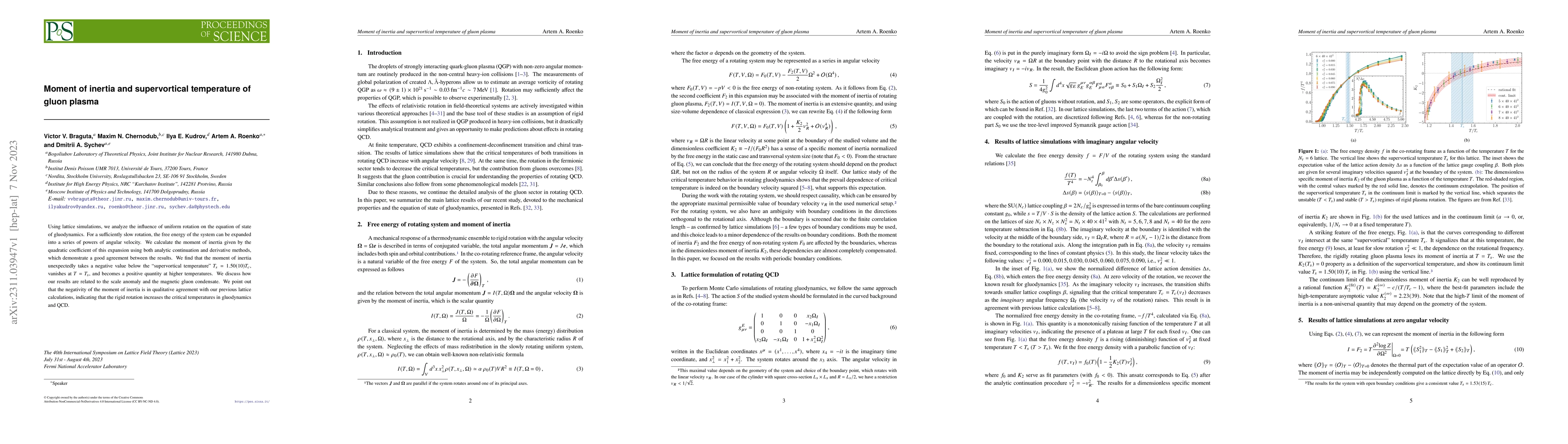 Thumbnail for Moment of inertia and supervortical temperature of gluon plasma