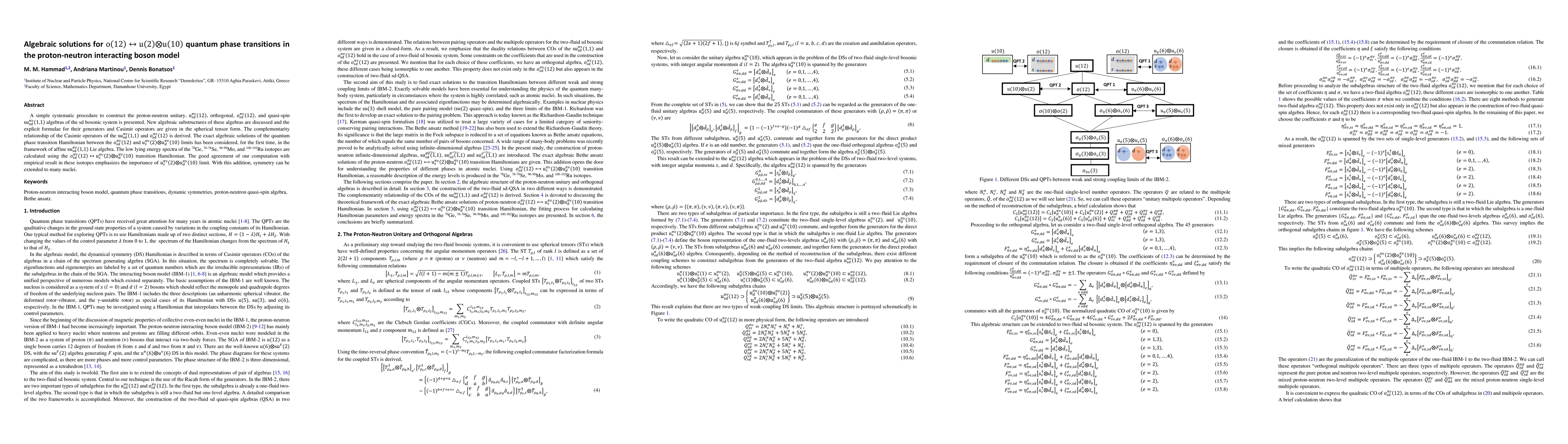 Thumbnail for Algebraic solutions for $o(12) {\leftrightarrow} u(2) \otimes u(10)$
  quantum phase transitions in the proton-neutron interacting boson model