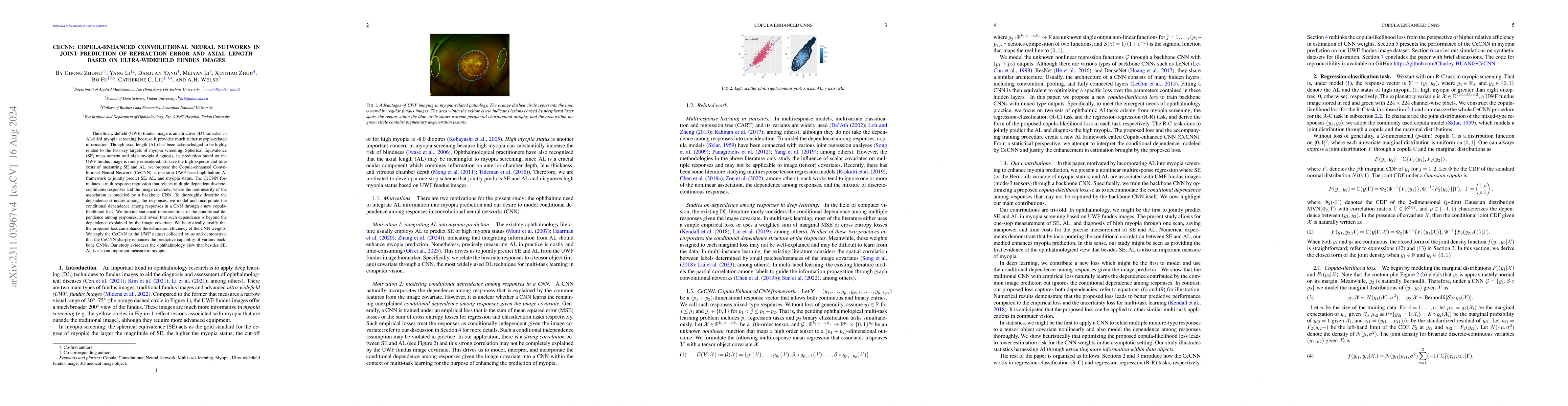 Thumbnail for CeCNN: Copula-enhanced convolutional neural networks in joint prediction
  of refraction error and axial length based on ultra-widefield fundus images