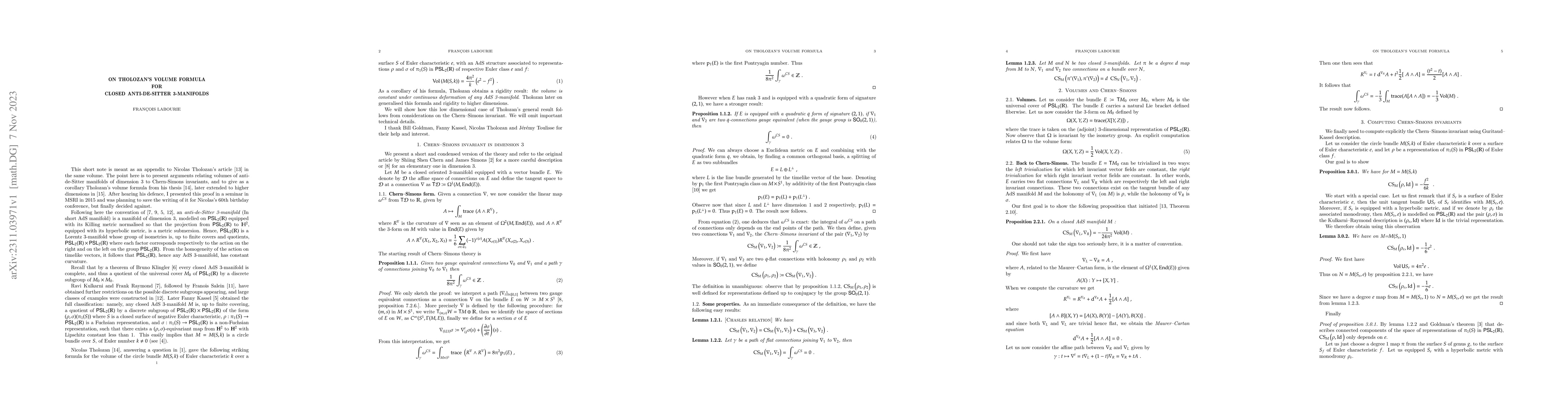 Thumbnail for On Tholozan's volume formula for closed anti-de-Sitter 3-manifolds