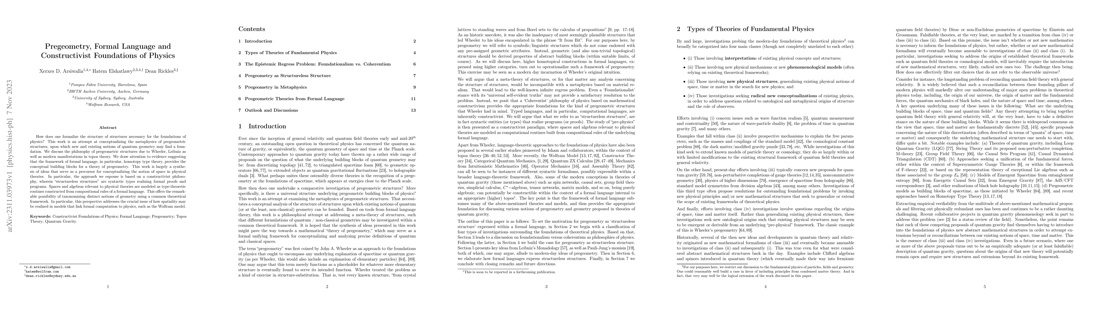 Thumbnail for Pregeometry, Formal Language and Constructivist Foundations of Physics