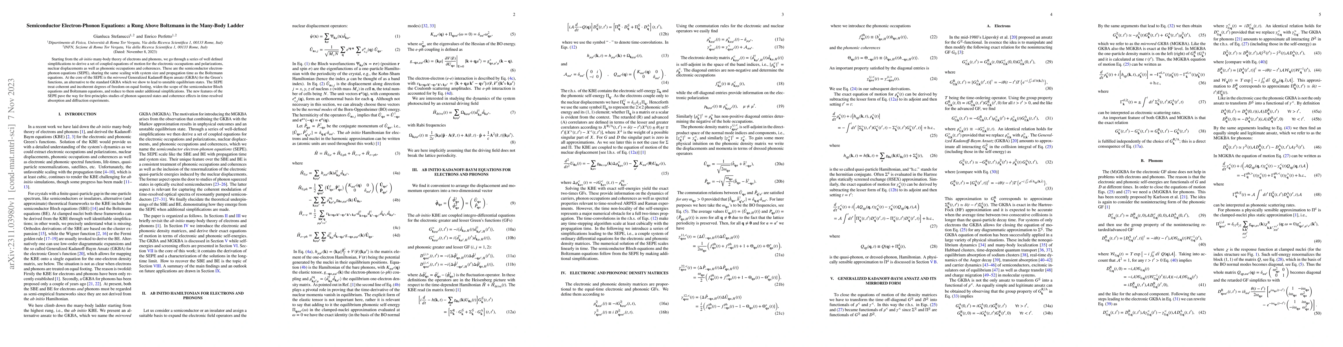 Thumbnail for Semiconductor Electron-Phonon Equations: a Rung Above Boltzmann in the
  Many-Body Ladder