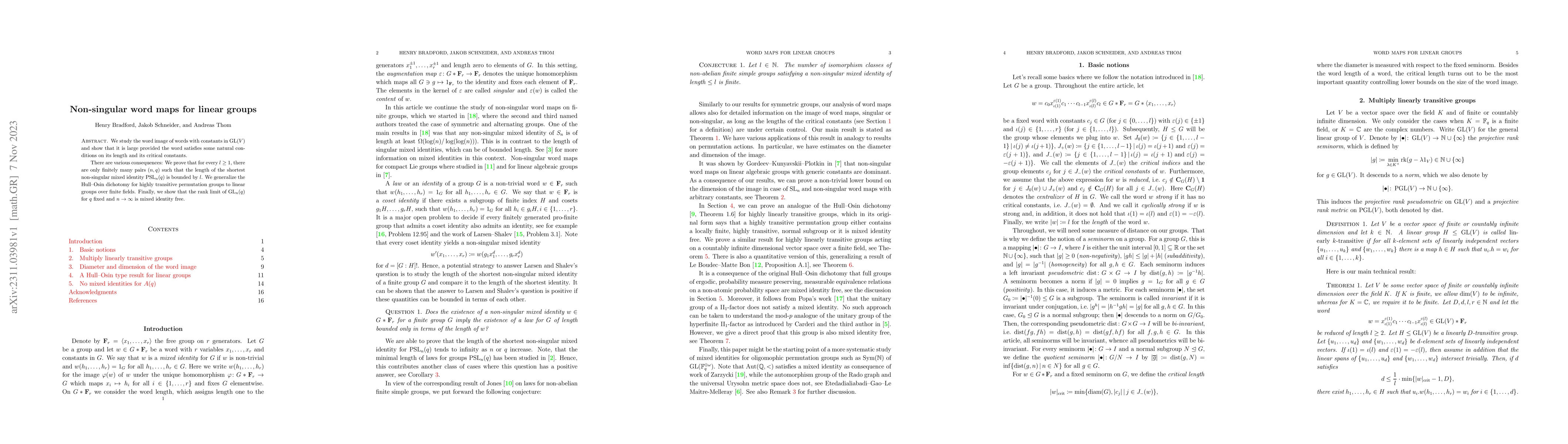 Thumbnail for Non-singular word maps for linear groups