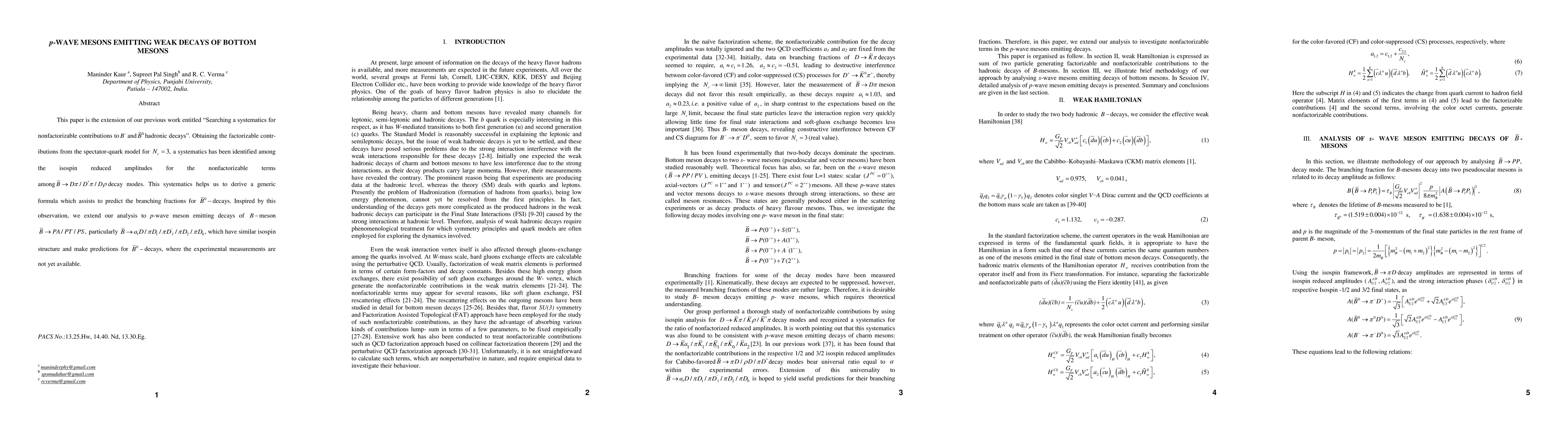 Thumbnail for P wave mesons emitting weak decays of bottom mesons