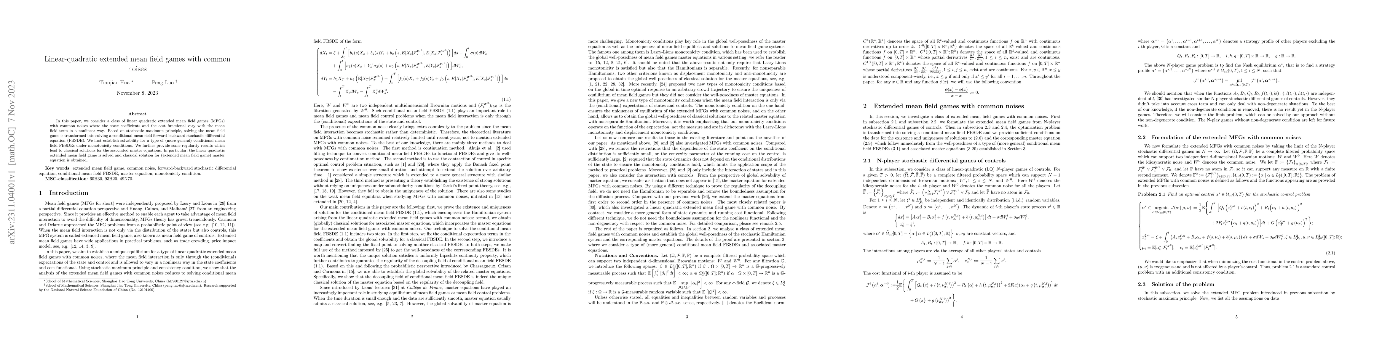Thumbnail for Linear-quadratic extended mean field games with common noises