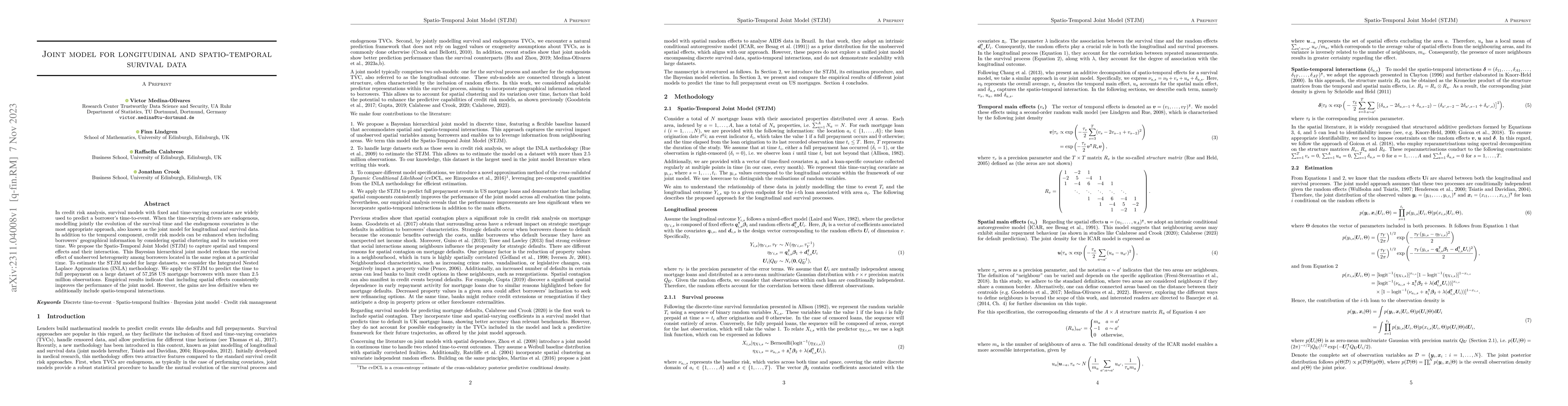 Thumbnail for Joint model for longitudinal and spatio-temporal survival data
