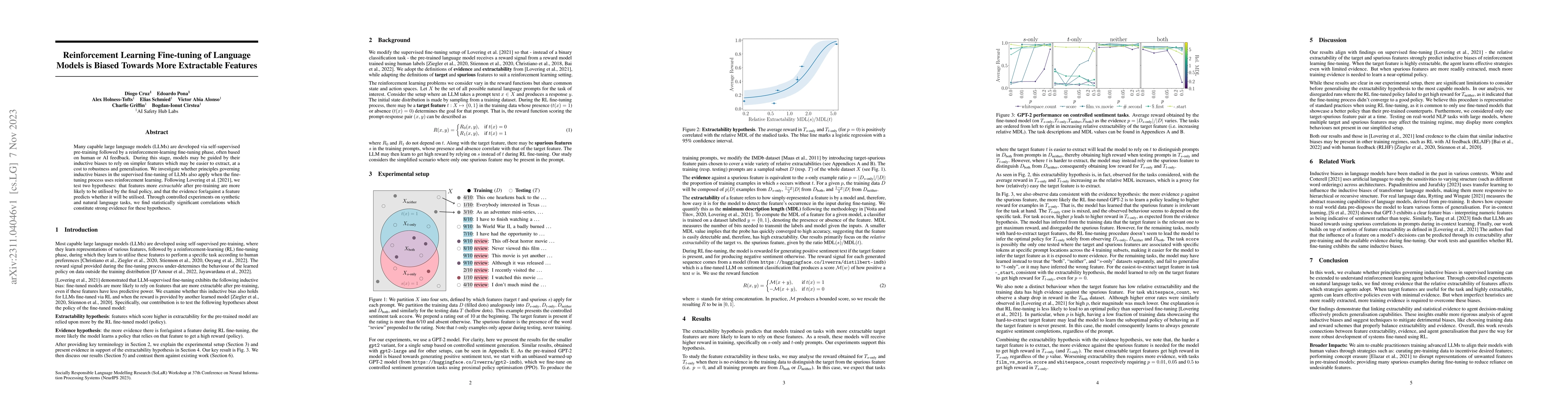 Thumbnail for Reinforcement Learning Fine-tuning of Language Models is Biased Towards
  More Extractable Features