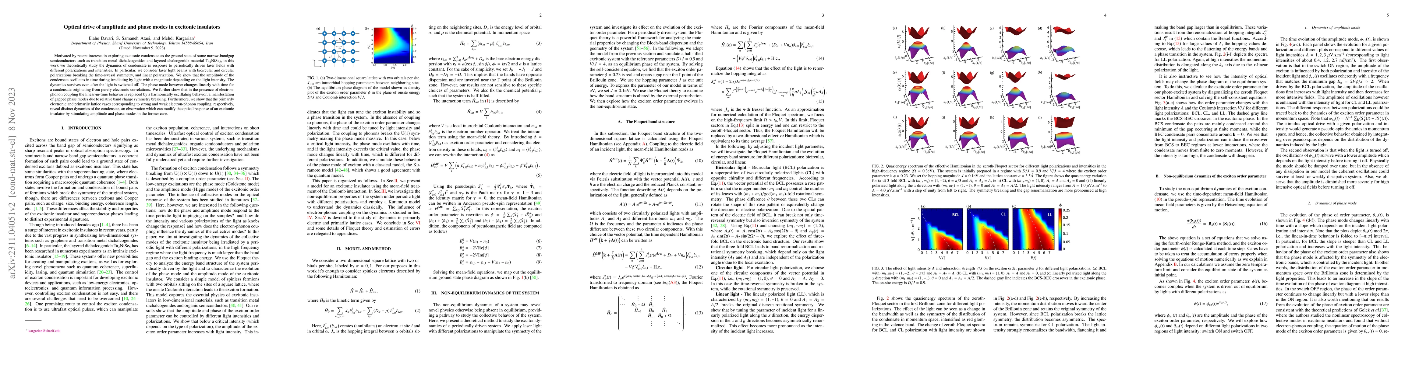 Thumbnail for Optical drive of amplitude and phase modes in excitonic insulators
