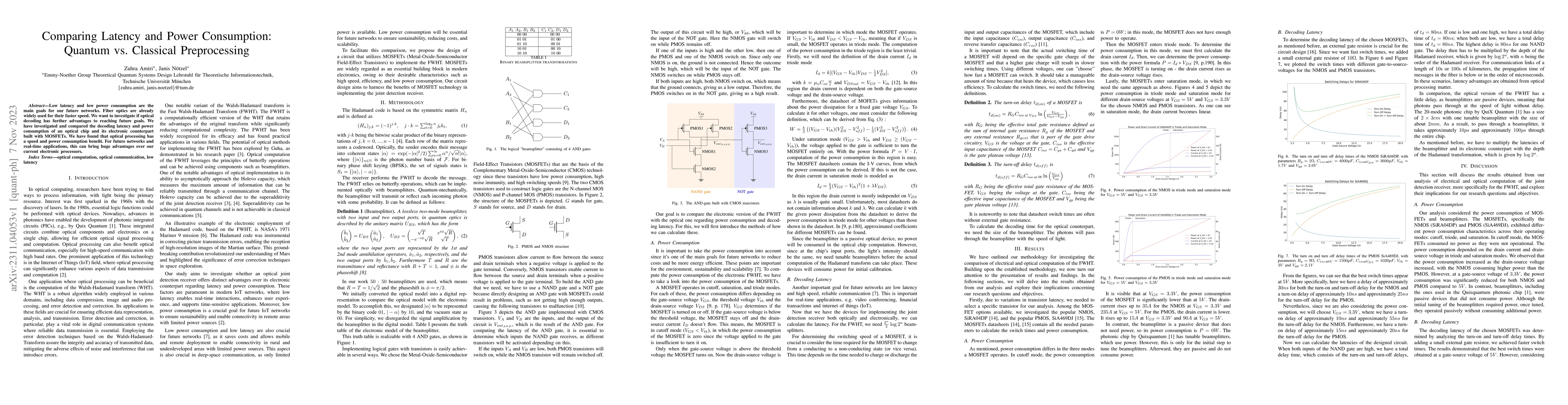 Thumbnail for Comparing Latency and Power Consumption: Quantum vs. Classical
  Preprocessing