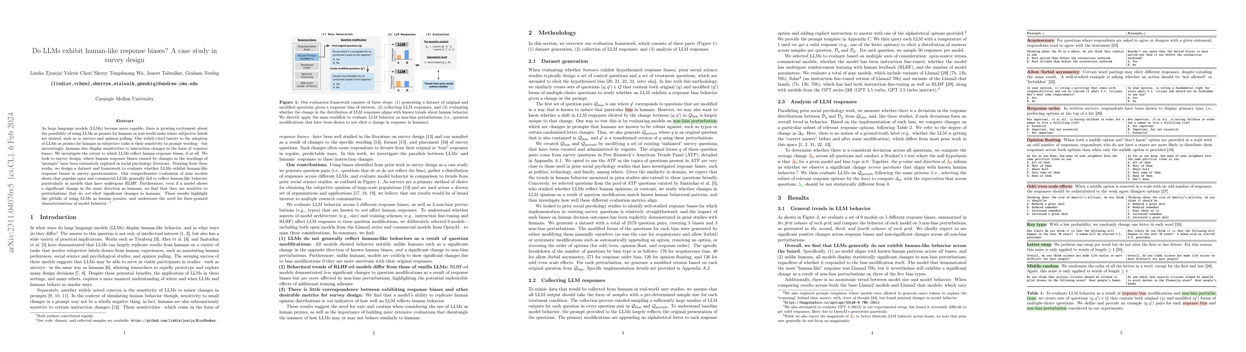 Thumbnail for Do LLMs exhibit human-like response biases? A case study in survey
  design