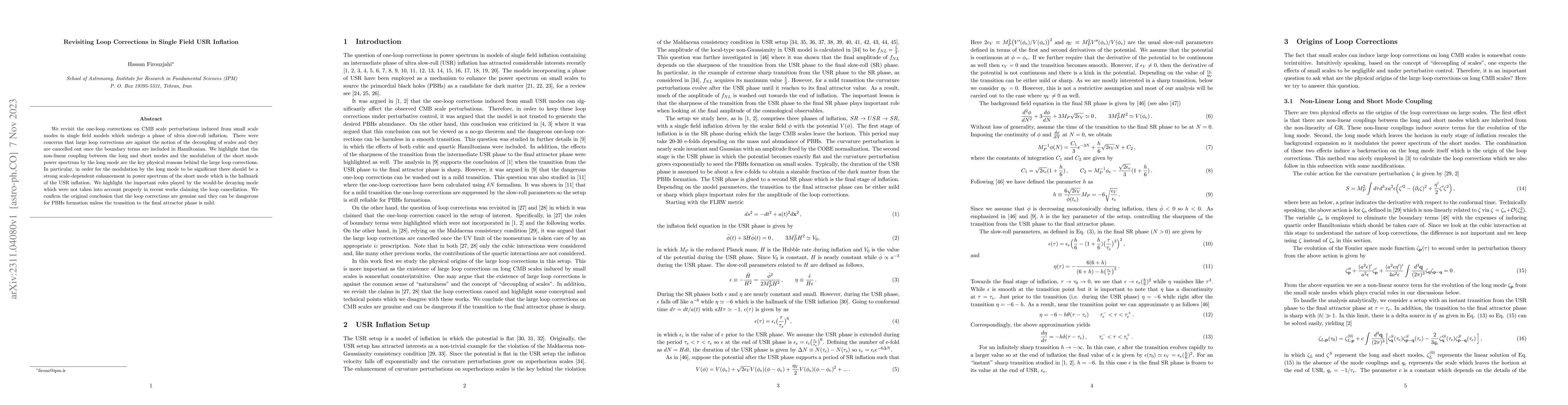 Thumbnail for Revisiting Loop Corrections in Single Field USR Inflation