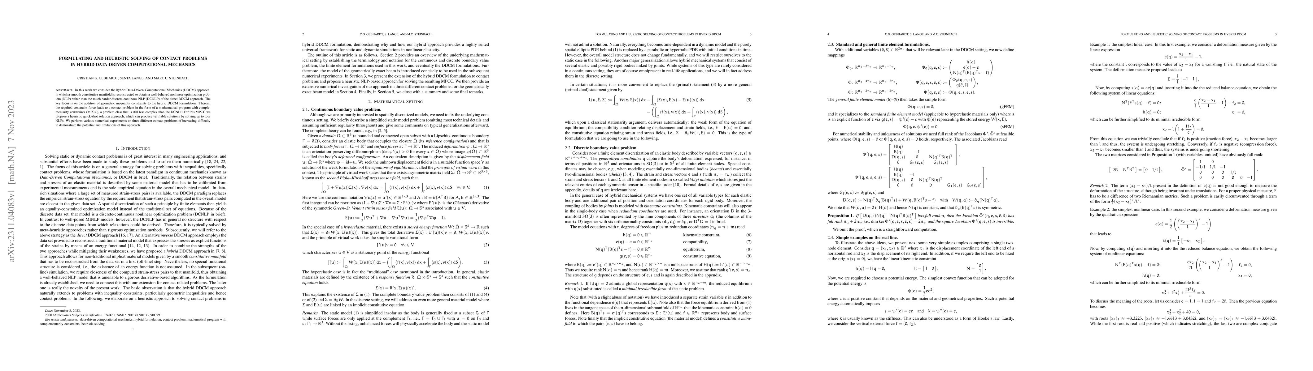 Thumbnail for Formulating and Heuristic Solving of Contact Problems in Hybrid
  Data-Driven Computational Mechanics