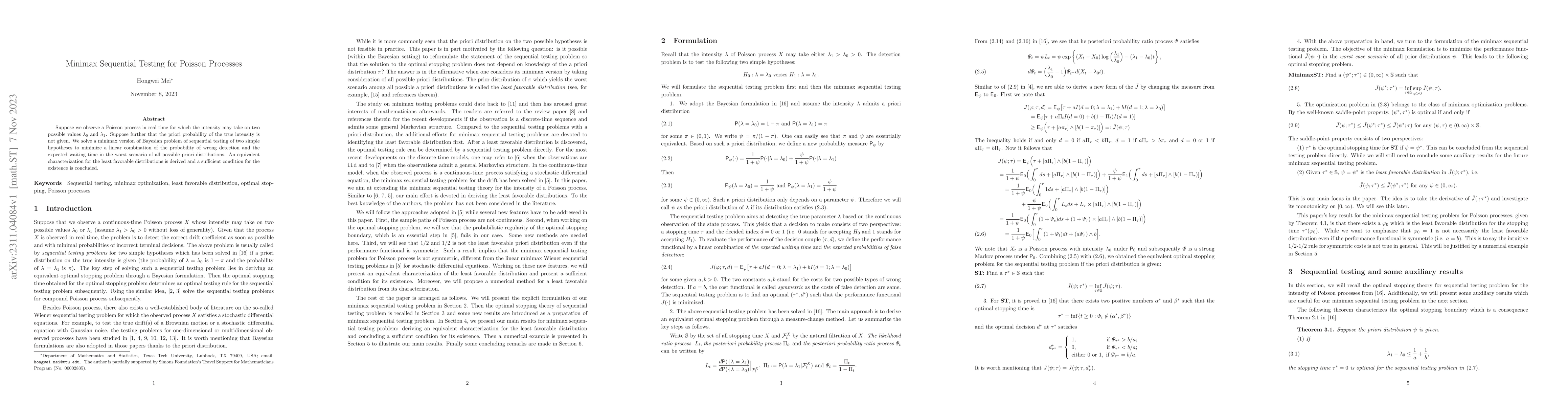 Thumbnail for Minimax Sequential Testing for Poisson Processes