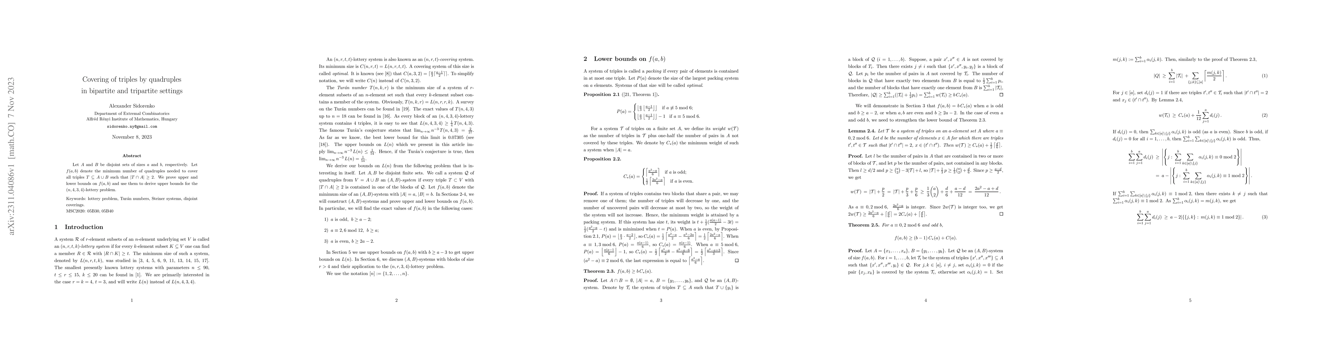 Thumbnail for Covering of triples by quadruples in bipartite and tripartite settings