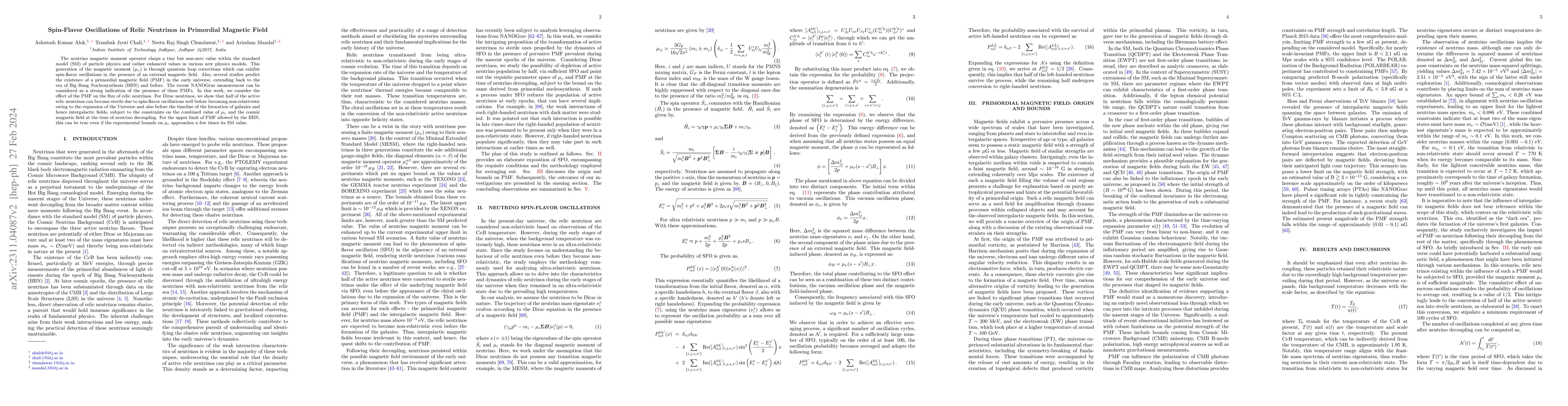 Thumbnail for Spin-Flavor Oscillations of Relic Neutrinos in Primordial Magnetic Field