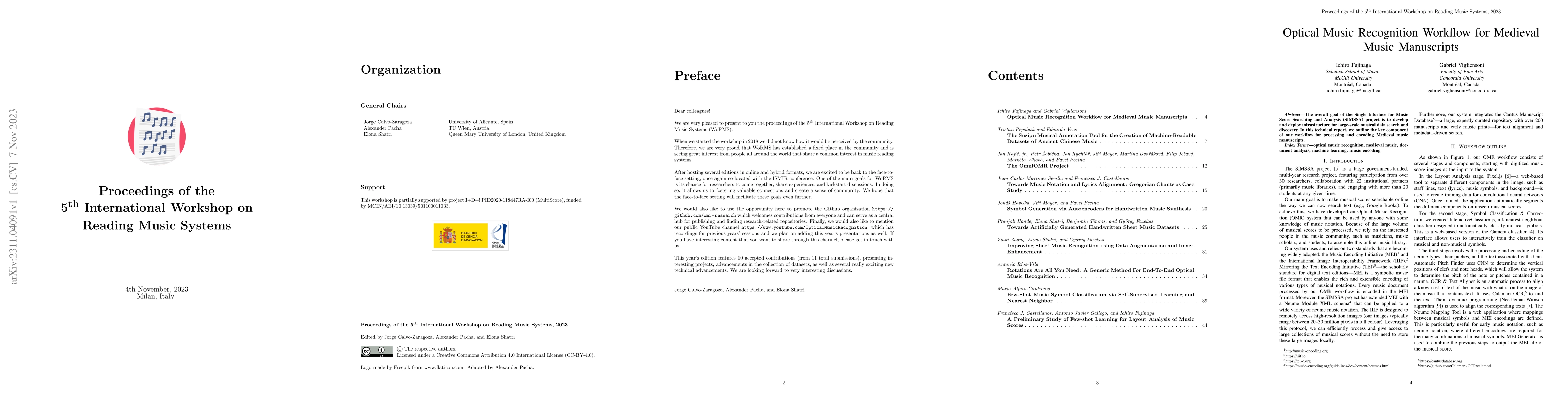 Thumbnail for Proceedings of the 5th International Workshop on Reading Music Systems
