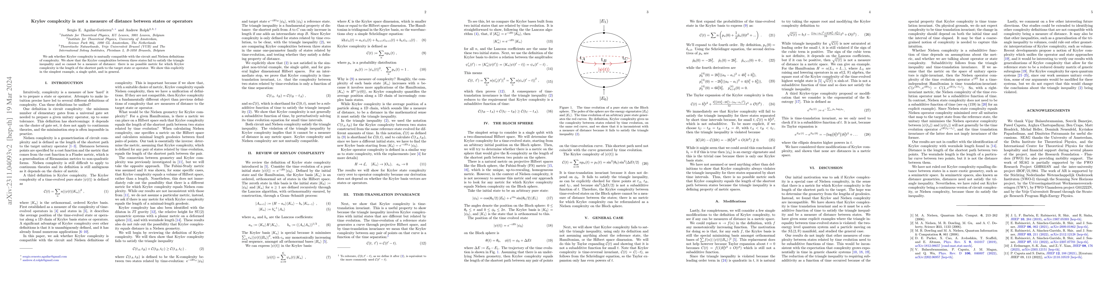 Thumbnail for Krylov complexity is not a measure of distance between states or
  operators