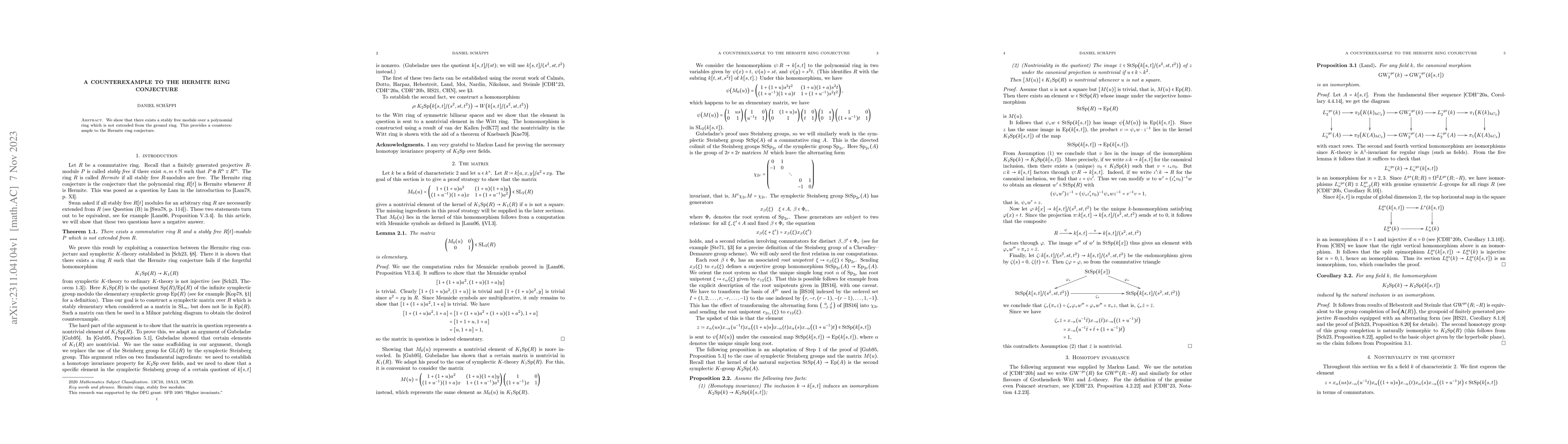 Thumbnail for A counterexample to the Hermite ring conjecture