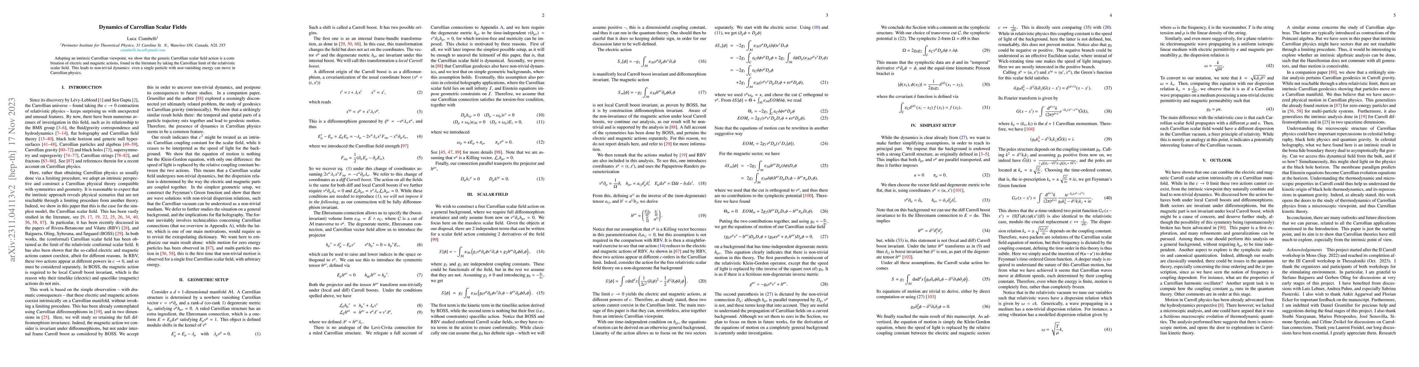 Thumbnail for Dynamics of Carrollian Scalar Fields