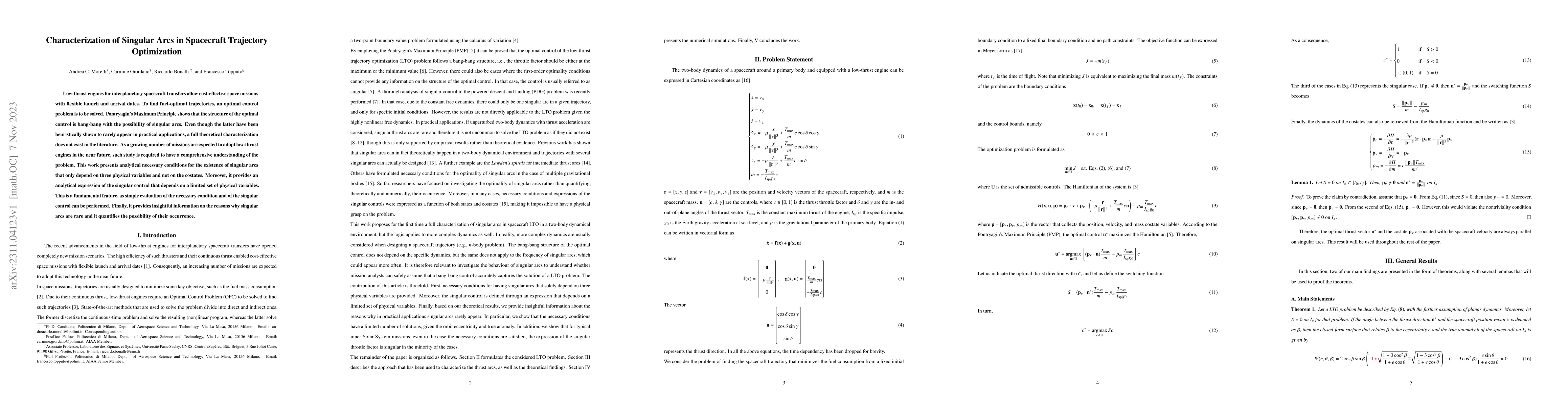 Thumbnail for Characterization of Singular Arcs in Spacecraft Trajectory Optimization