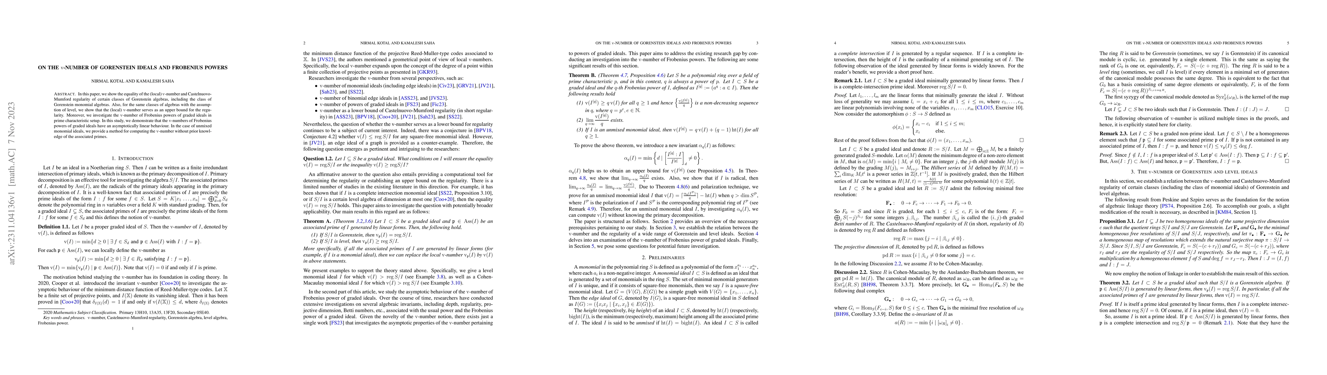 Thumbnail for On the $\mathrm{v}$-number of Gorenstein ideals and Frobenius powers
