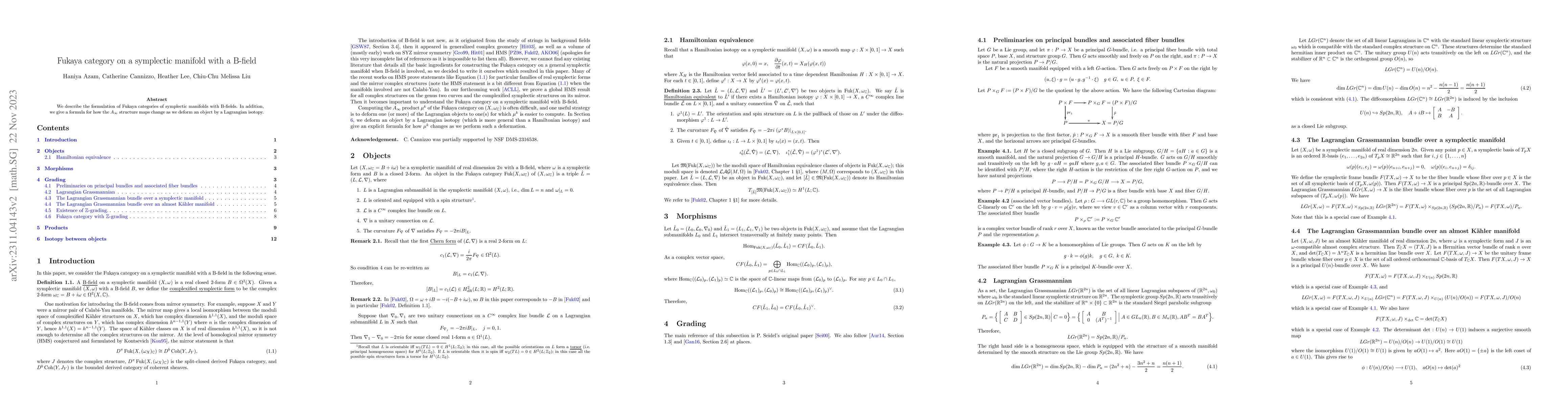 Thumbnail for Fukaya category on a symplectic manifold with a B-field