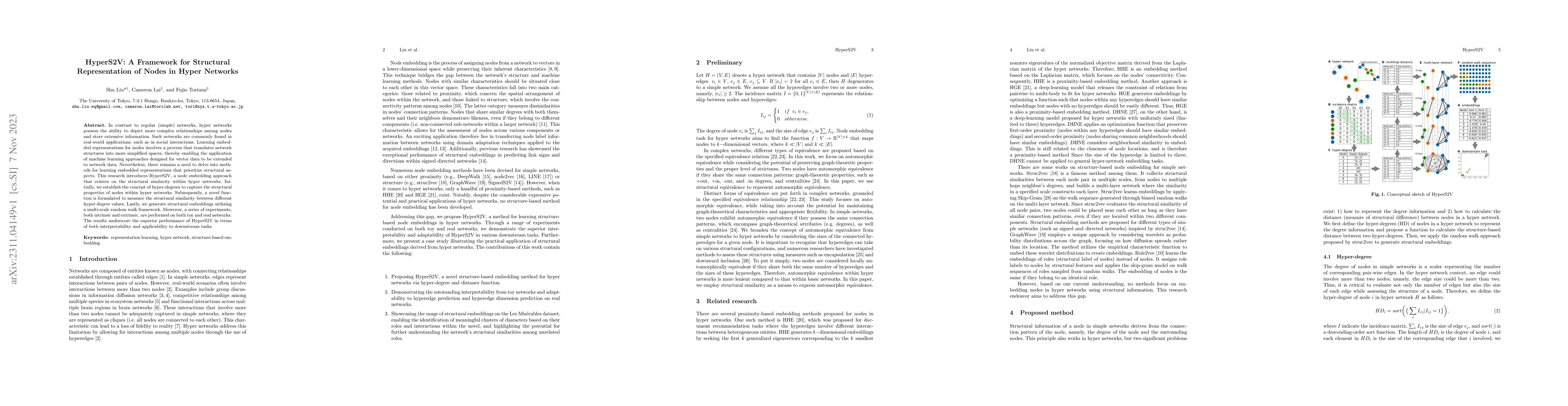 Thumbnail for HyperS2V: A Framework for Structural Representation of Nodes in Hyper
  Networks