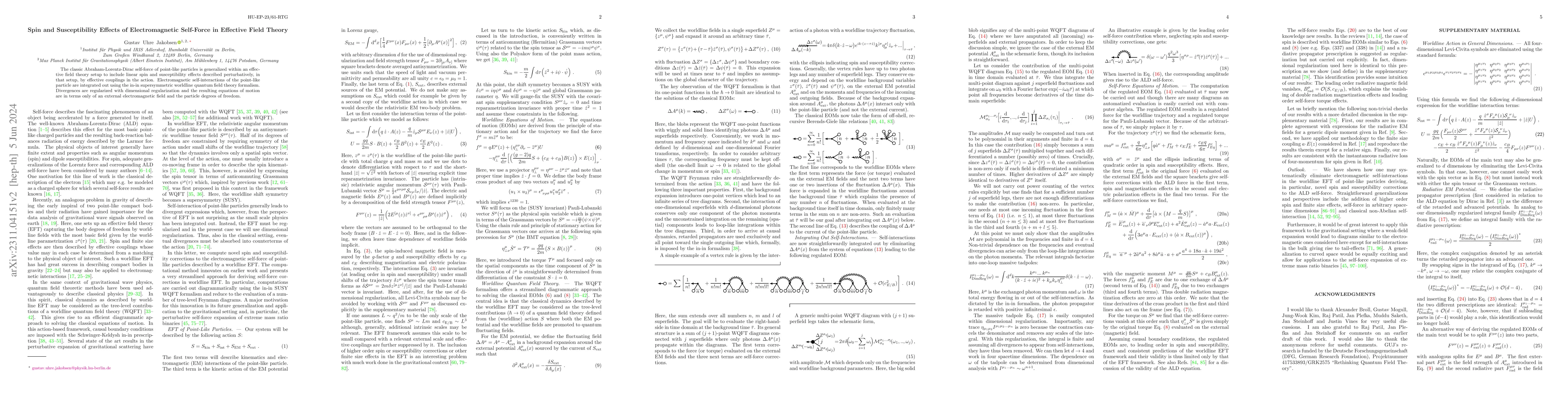 Thumbnail for Spin and Susceptibility Effects of Electromagnetic Self-Force in
  Effective Field Theory