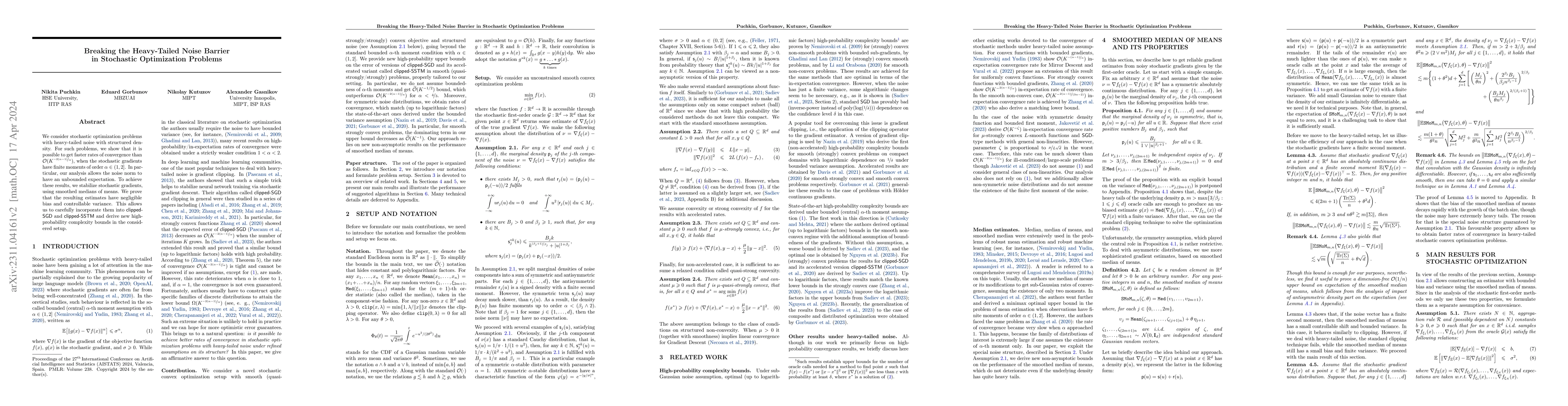 Thumbnail for Breaking the Heavy-Tailed Noise Barrier in Stochastic Optimization
  Problems