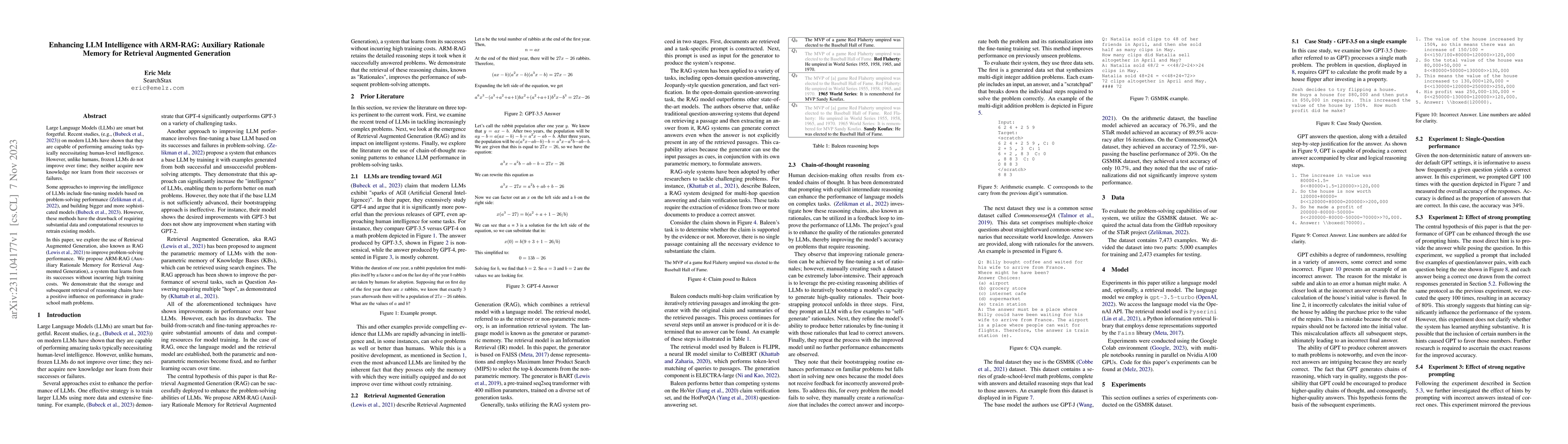Thumbnail for Enhancing LLM Intelligence with ARM-RAG: Auxiliary Rationale Memory for
  Retrieval Augmented Generation