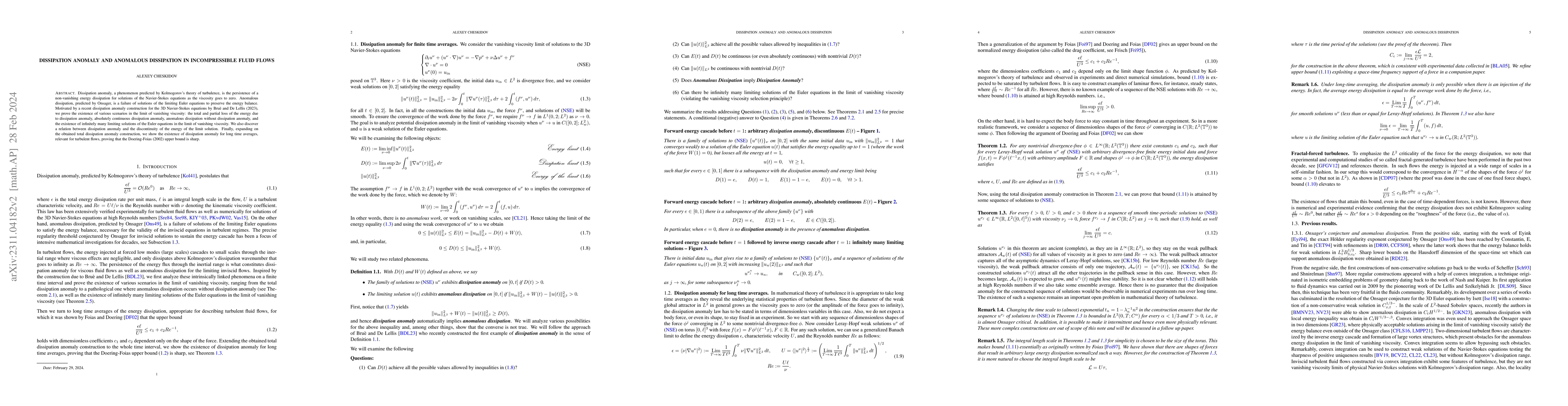Thumbnail for Dissipation anomaly and anomalous dissipation in incompressible fluid
  flows