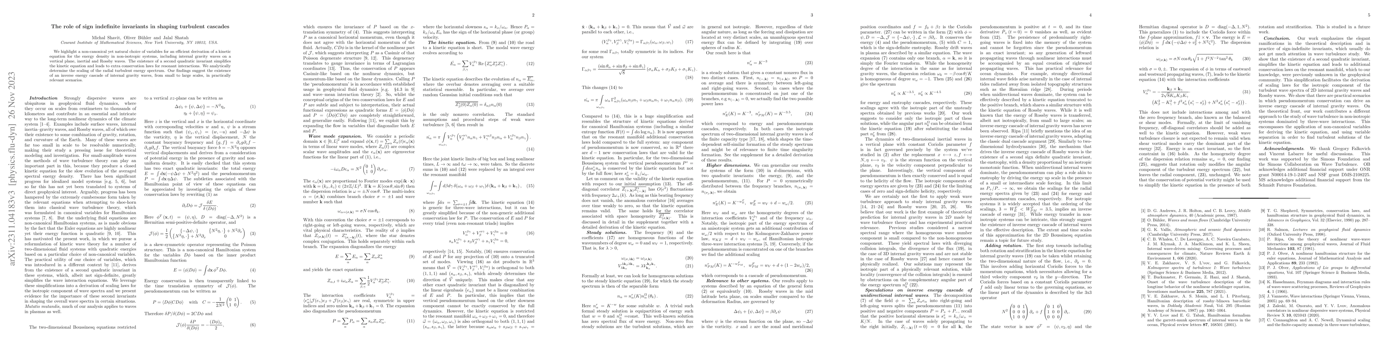 Thumbnail for The role of sign indefinite invariants in shaping turbulent cascades