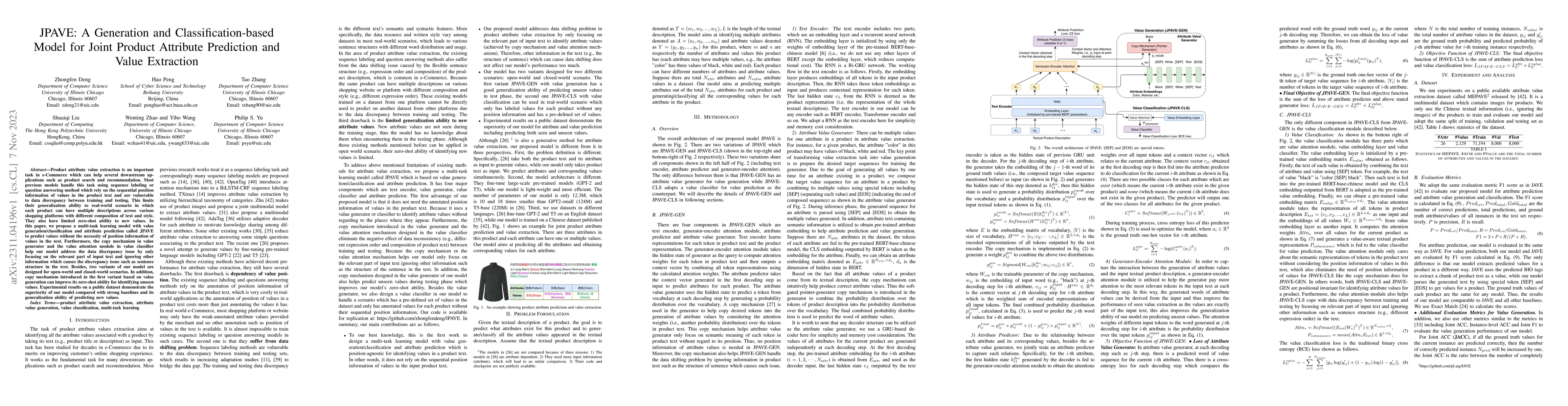 Thumbnail for JPAVE: A Generation and Classification-based Model for Joint Product
  Attribute Prediction and Value Extraction