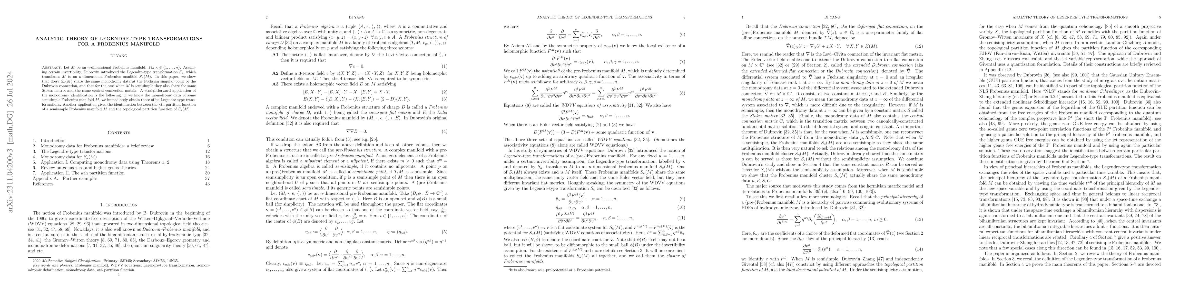 Thumbnail for Analytic theory of Legendre-type transformations for a Frobenius
  manifold