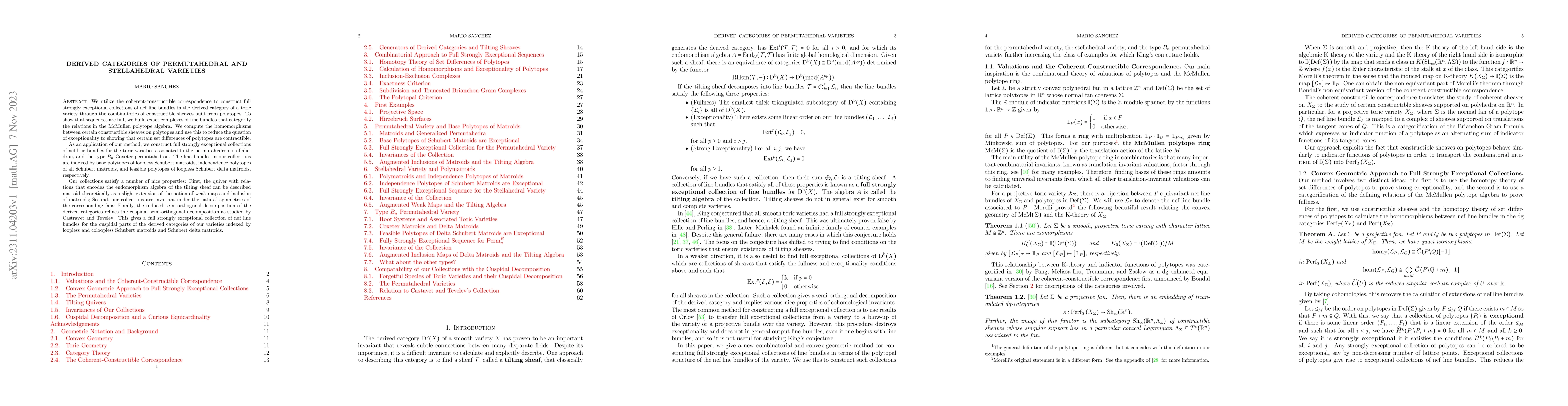 Thumbnail for Derived Categories of Permutahedral and Stellahedral Varieties
