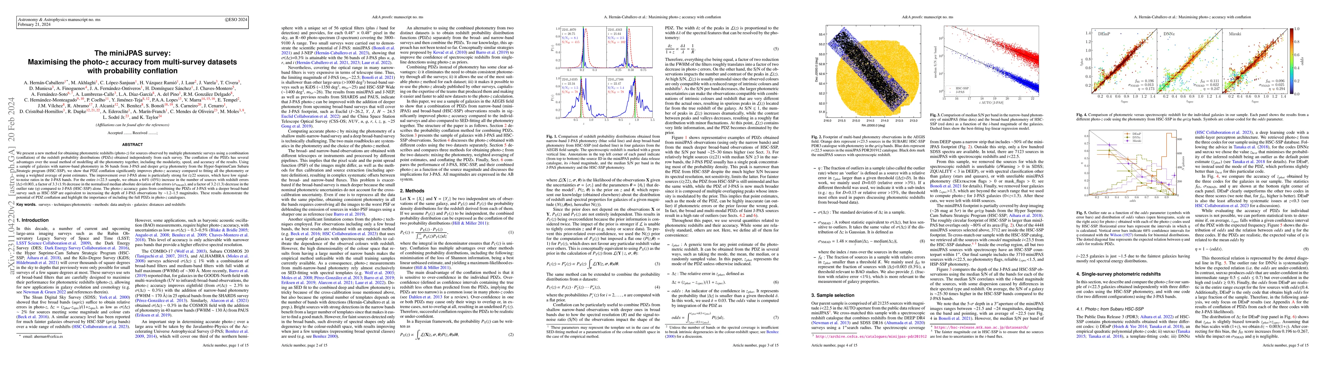 Thumbnail for The miniJPAS survey: Maximising the photo-z accuracy from multi-survey
  datasets with probability conflation