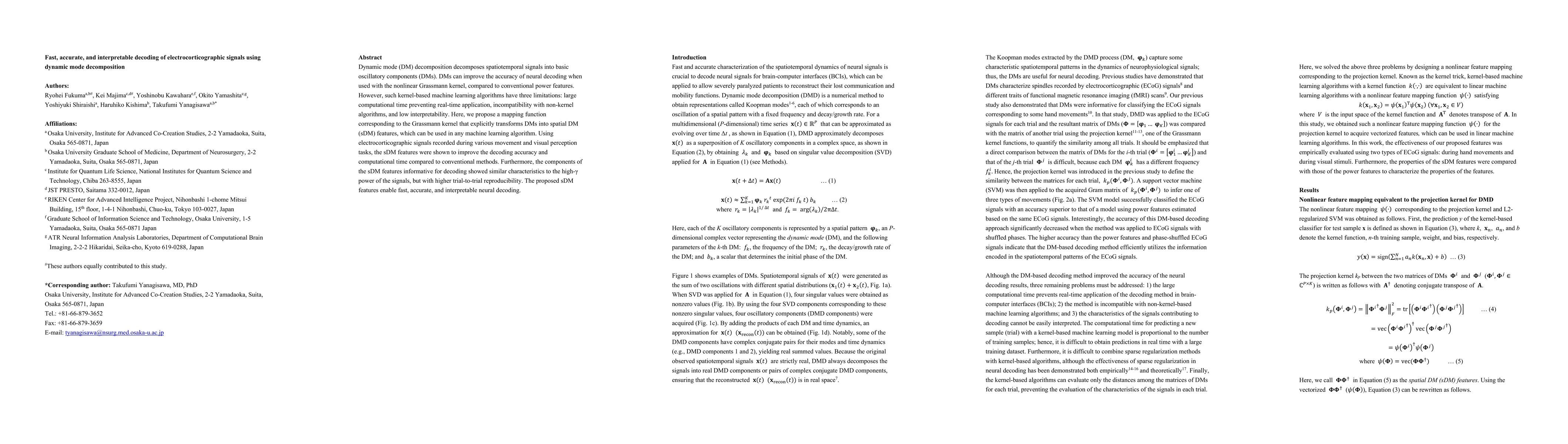 Thumbnail for Fast, accurate, and interpretable decoding of electrocorticographic
  signals using dynamic mode decomposition