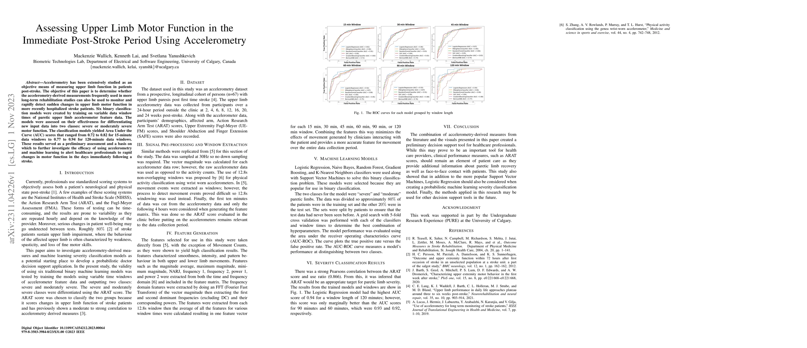 Thumbnail for Assessing Upper Limb Motor Function in the Immediate Post-Stroke Perioud
  Using Accelerometry