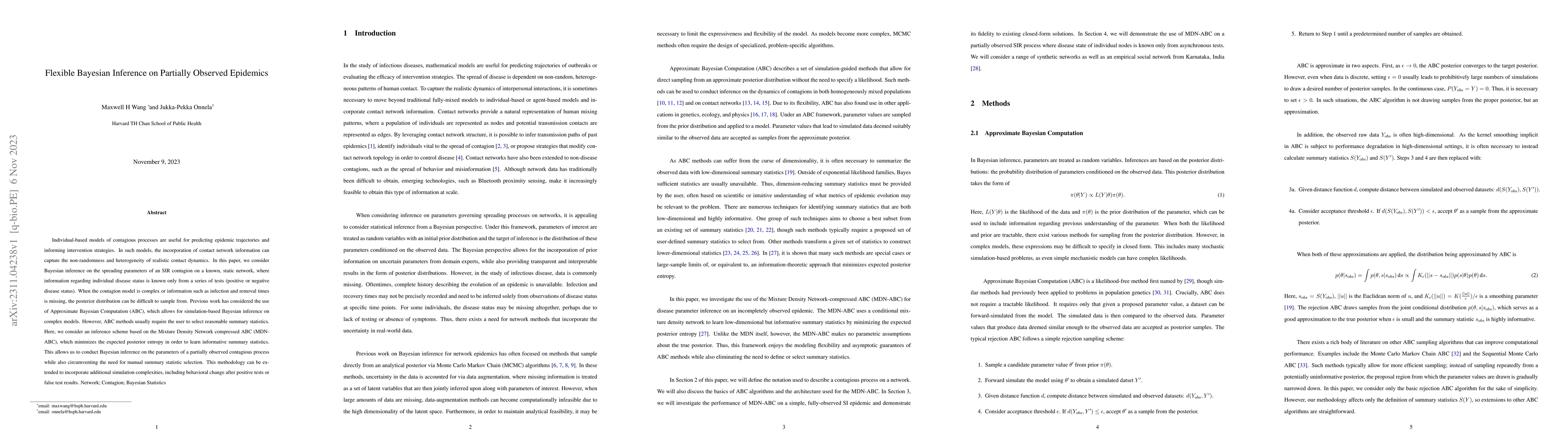 Thumbnail for Flexible Bayesian Inference on Partially Observed Epidemics