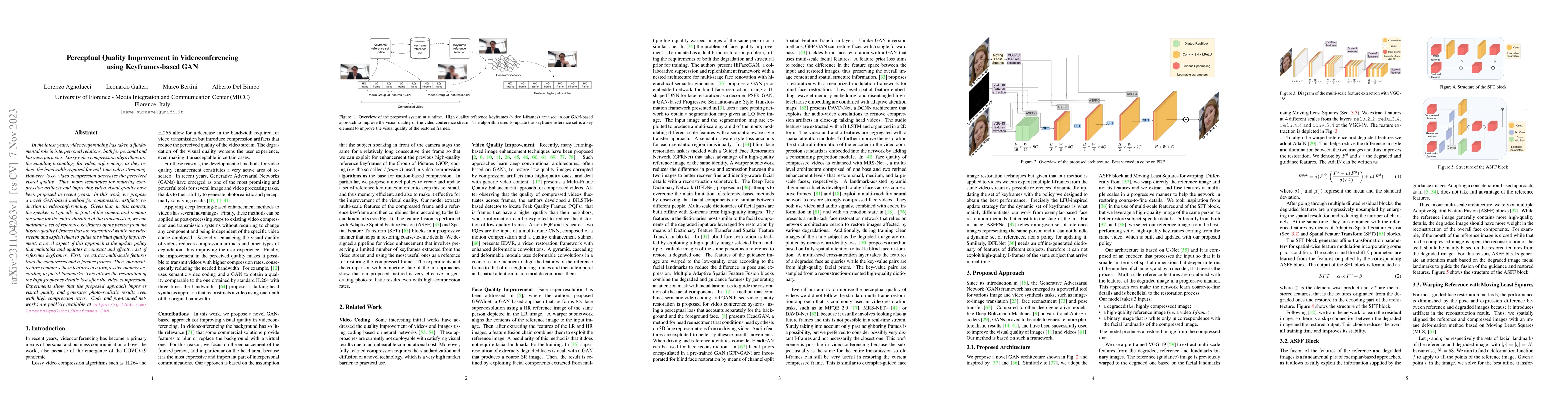 Thumbnail for Perceptual Quality Improvement in Videoconferencing using
  Keyframes-based GAN