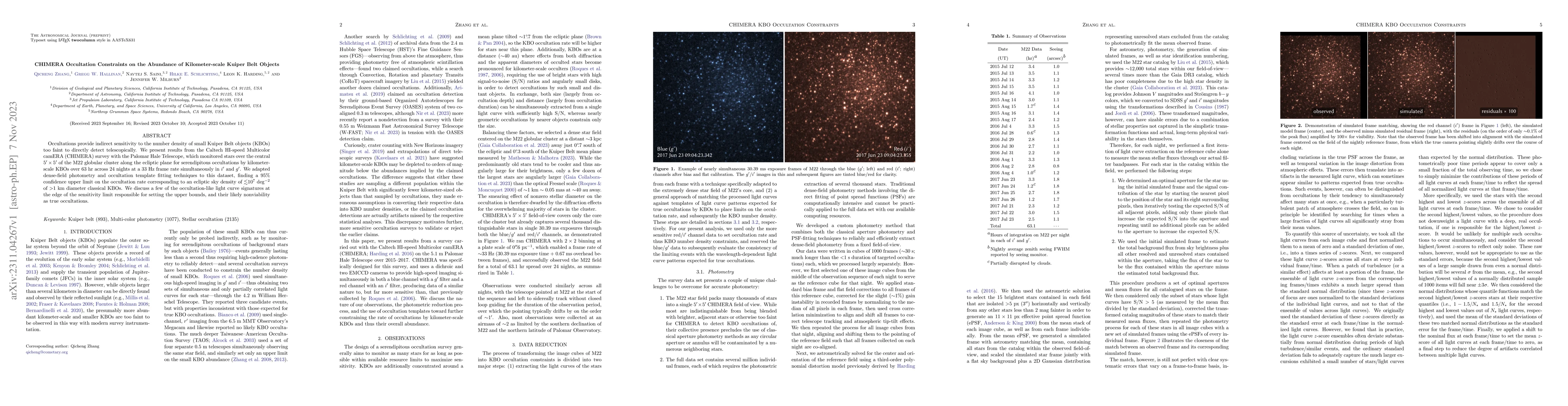Thumbnail for CHIMERA Occultation Constraints on the Abundance of Kilometer-scale
  Kuiper Belt Objects