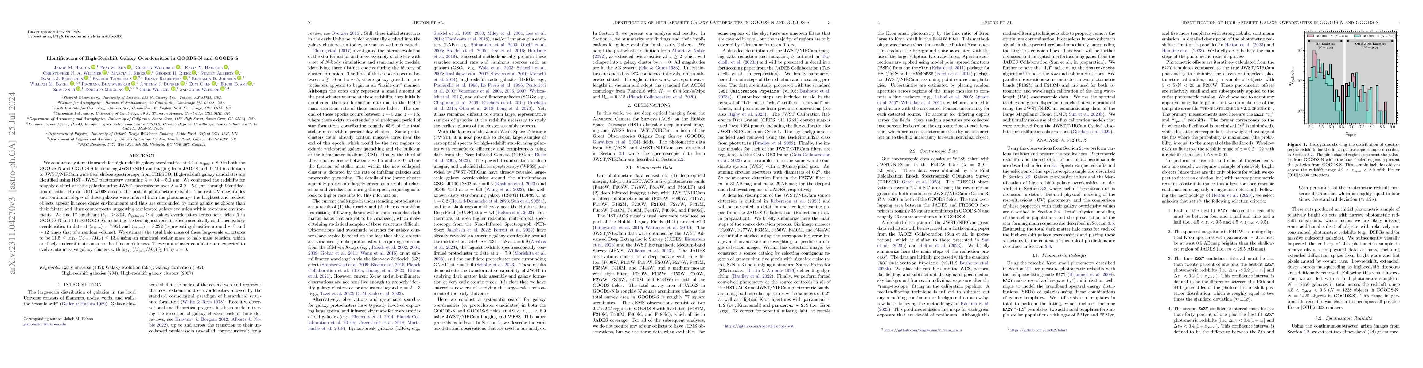 Thumbnail for Identification of High-Redshift Galaxy Overdensities in GOODS-N and
  GOODS-S