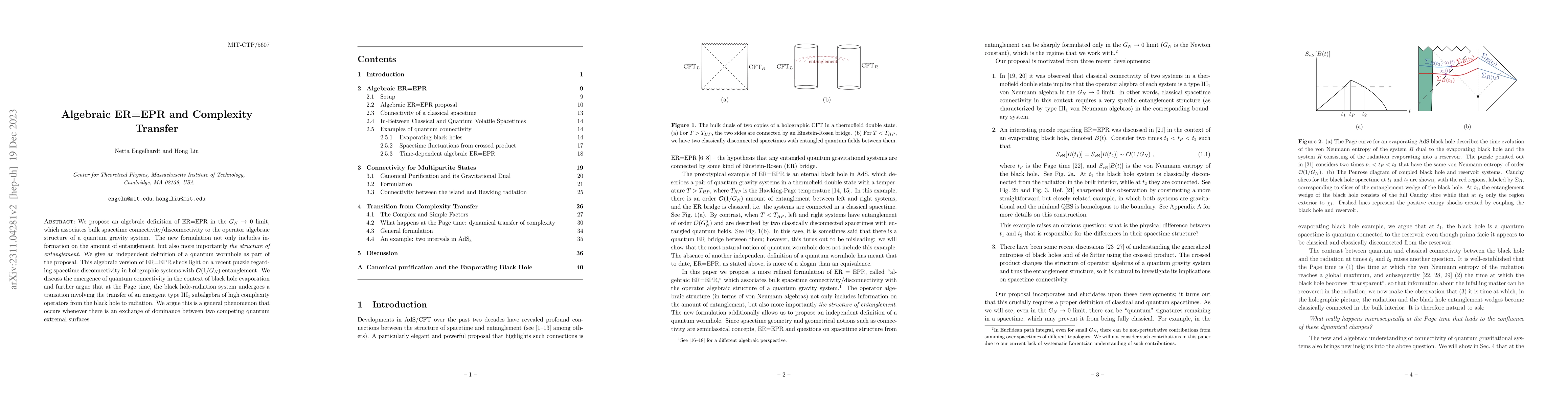 Thumbnail for Algebraic ER=EPR and Complexity Transfer